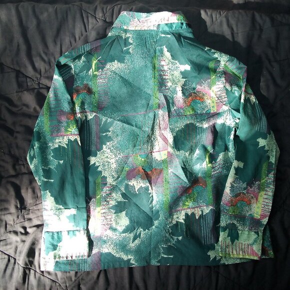 Vintage 70s Abstract Geometric Polyester Disco Shirt - Picture 5 of 5